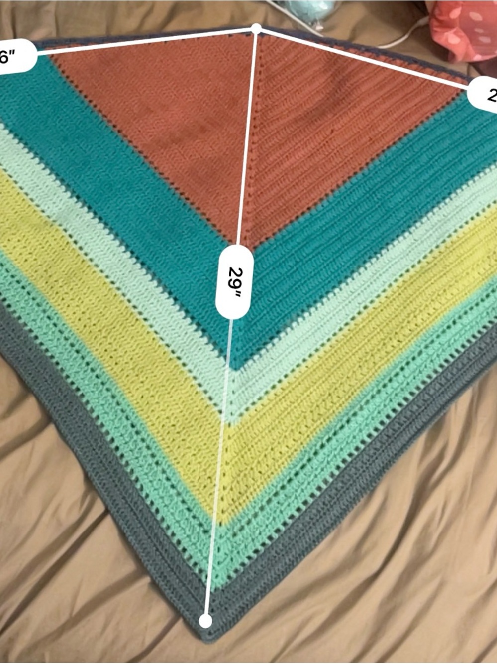 Handmade Triangular Crochet Multicolor Shawl - Picture 12 of 12
